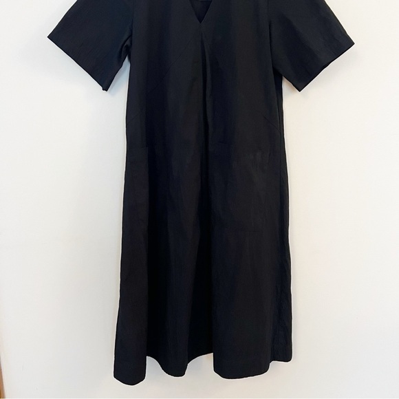 Elohim by Sabrina Goh Nayeli Black Midi A-line Dress Size Small Cotton Pockets - Picture 3 of 10